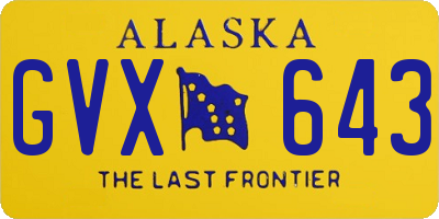 AK license plate GVX643