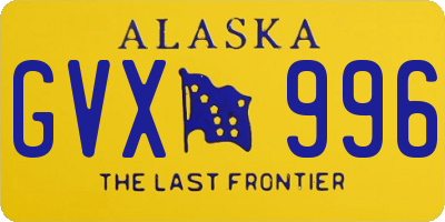 AK license plate GVX996