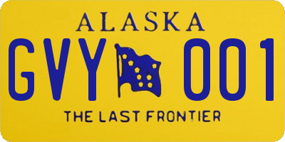 AK license plate GVY001