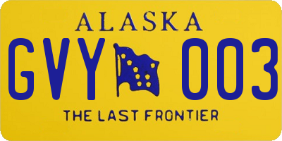 AK license plate GVY003