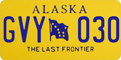 AK license plate GVY030