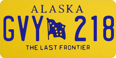 AK license plate GVY218