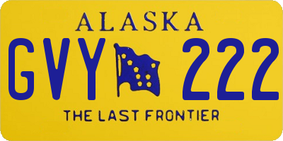 AK license plate GVY222