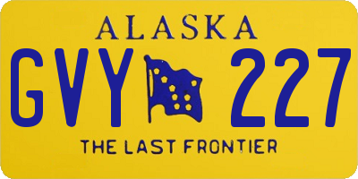 AK license plate GVY227