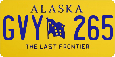 AK license plate GVY265