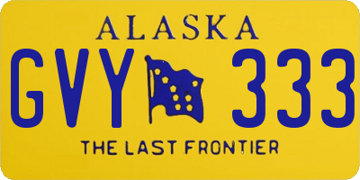 AK license plate GVY333