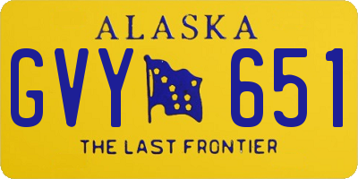 AK license plate GVY651