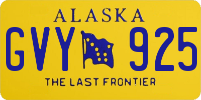 AK license plate GVY925