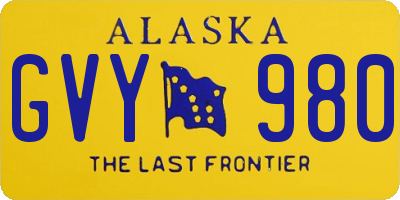 AK license plate GVY980