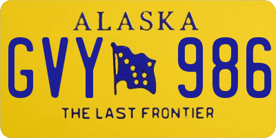 AK license plate GVY986