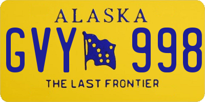 AK license plate GVY998