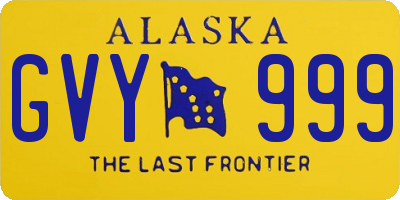 AK license plate GVY999