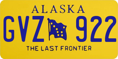 AK license plate GVZ922