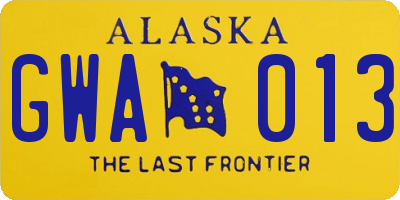 AK license plate GWA013