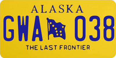 AK license plate GWA038