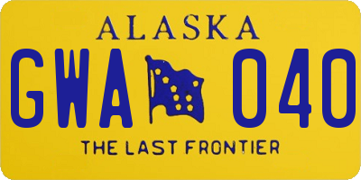 AK license plate GWA040