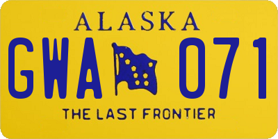 AK license plate GWA071