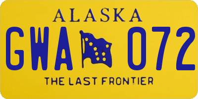 AK license plate GWA072
