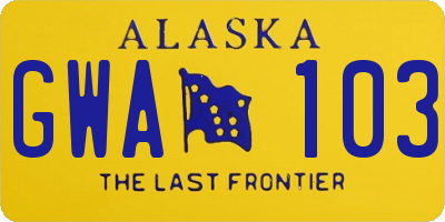 AK license plate GWA103