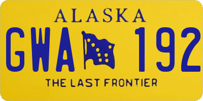 AK license plate GWA192