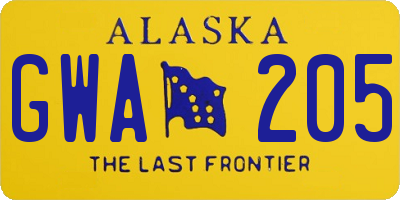 AK license plate GWA205