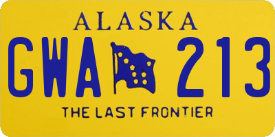 AK license plate GWA213