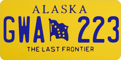 AK license plate GWA223