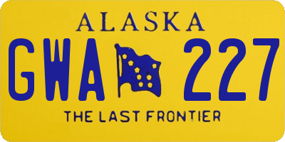 AK license plate GWA227