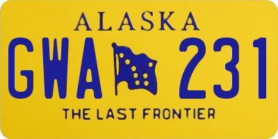 AK license plate GWA231