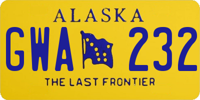 AK license plate GWA232