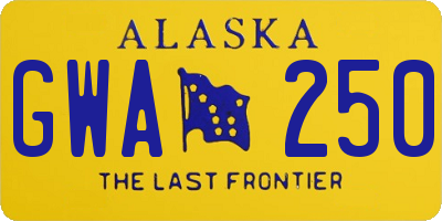AK license plate GWA250