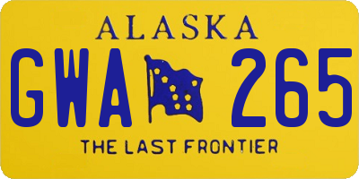 AK license plate GWA265
