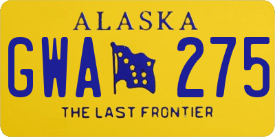 AK license plate GWA275