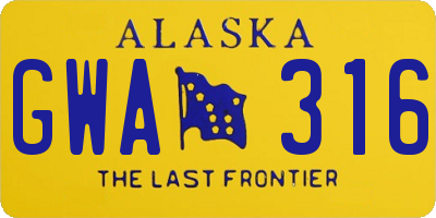 AK license plate GWA316