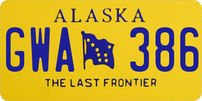 AK license plate GWA386