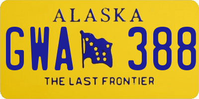 AK license plate GWA388