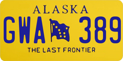 AK license plate GWA389