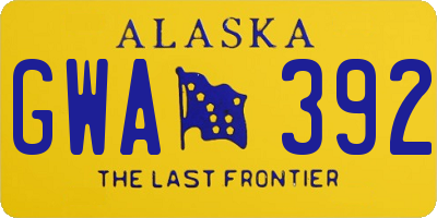 AK license plate GWA392