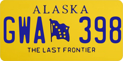 AK license plate GWA398