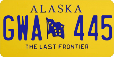 AK license plate GWA445