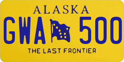 AK license plate GWA500