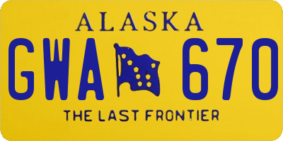 AK license plate GWA670