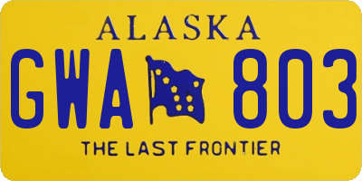 AK license plate GWA803