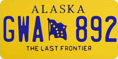 AK license plate GWA892