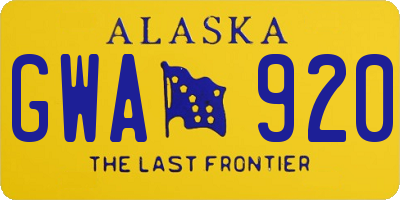 AK license plate GWA920