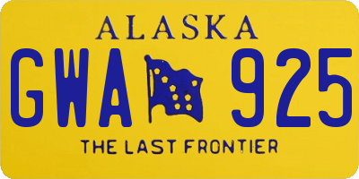 AK license plate GWA925