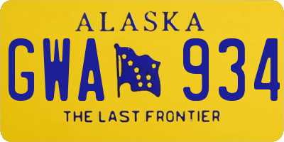 AK license plate GWA934