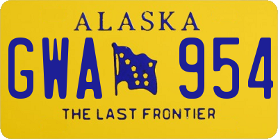 AK license plate GWA954