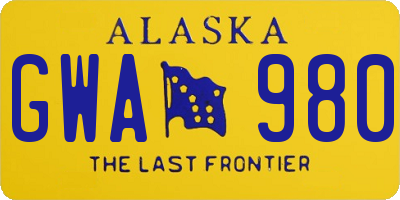 AK license plate GWA980