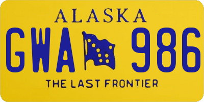 AK license plate GWA986